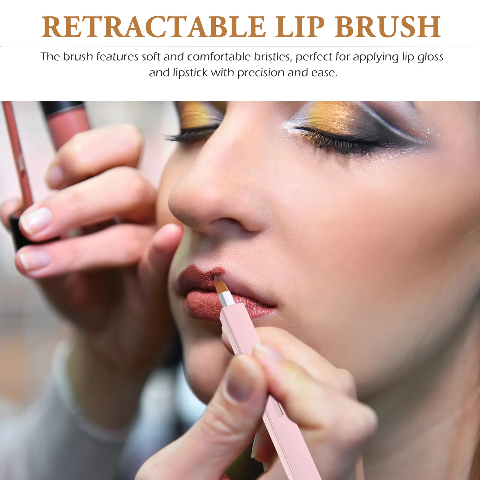 2Pcs Lip Brush for Women Retractable Double Tip Easy Carry Makeup Brush for Lip Gloss Balm Precision Application on The Go
