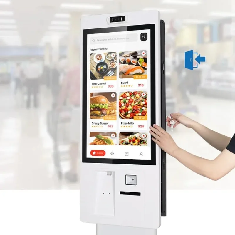 หน้าจอสั่งอาหารอัจฉริยะแบบติดผนัง/ตั้งพื้น ขนาด 23.8 นิ้ว สำหรับร้านอาหาร/ร้านค้า พร้อมระบบชำระเงินในตัว