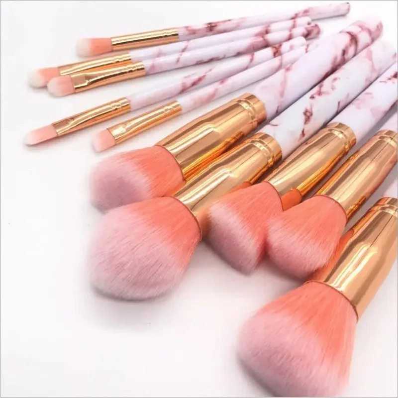 10/20Pc Marbling Handle Makeup Brushes Set Powder Foundation Eyeshadow Lip Blush Make Up Brush Set Professional Beauty Tools Kit