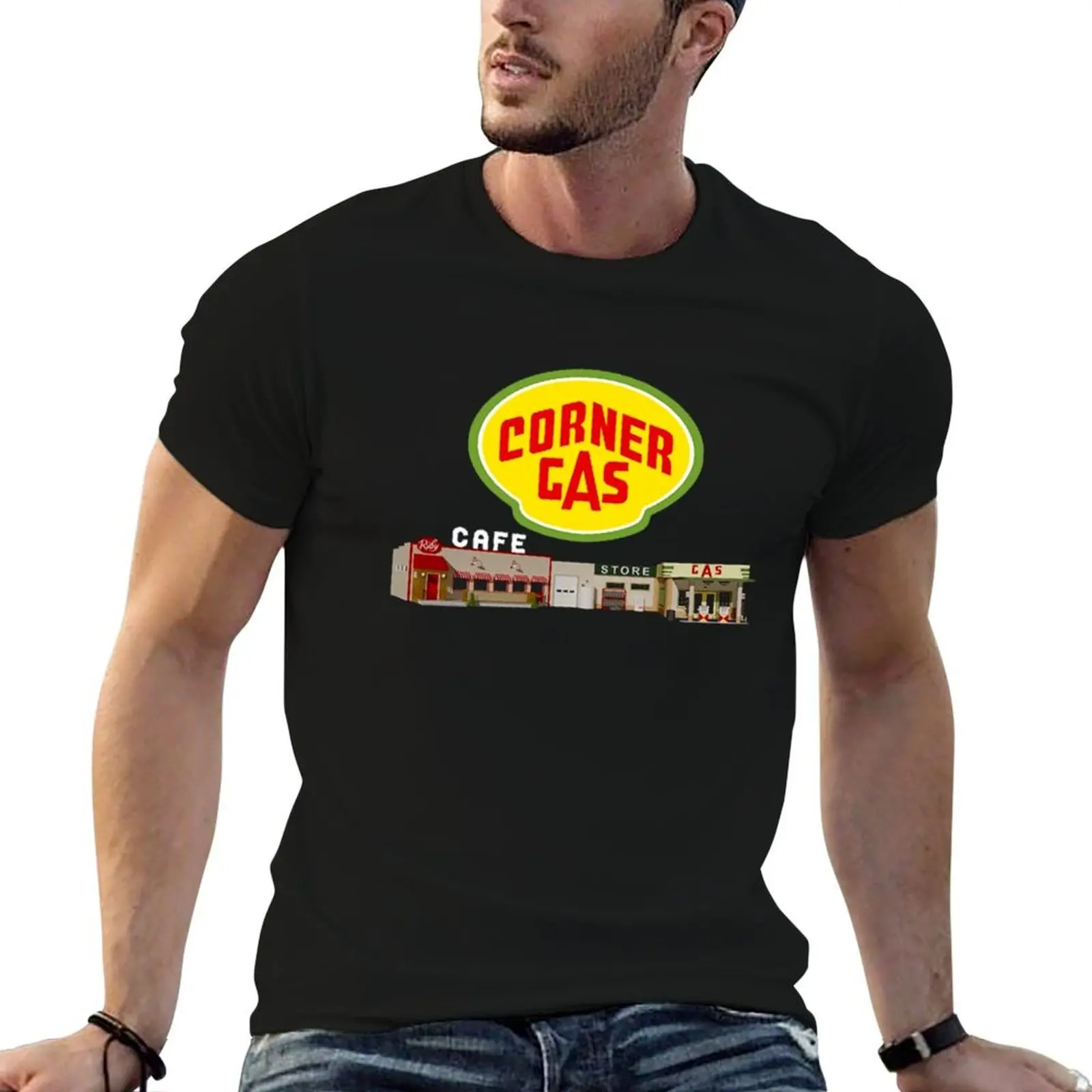 Corner-Gas-Logo-and-Station-Womens T-Shirt aesthetic clothes anime clothes mens graphic t-shirts big and tall