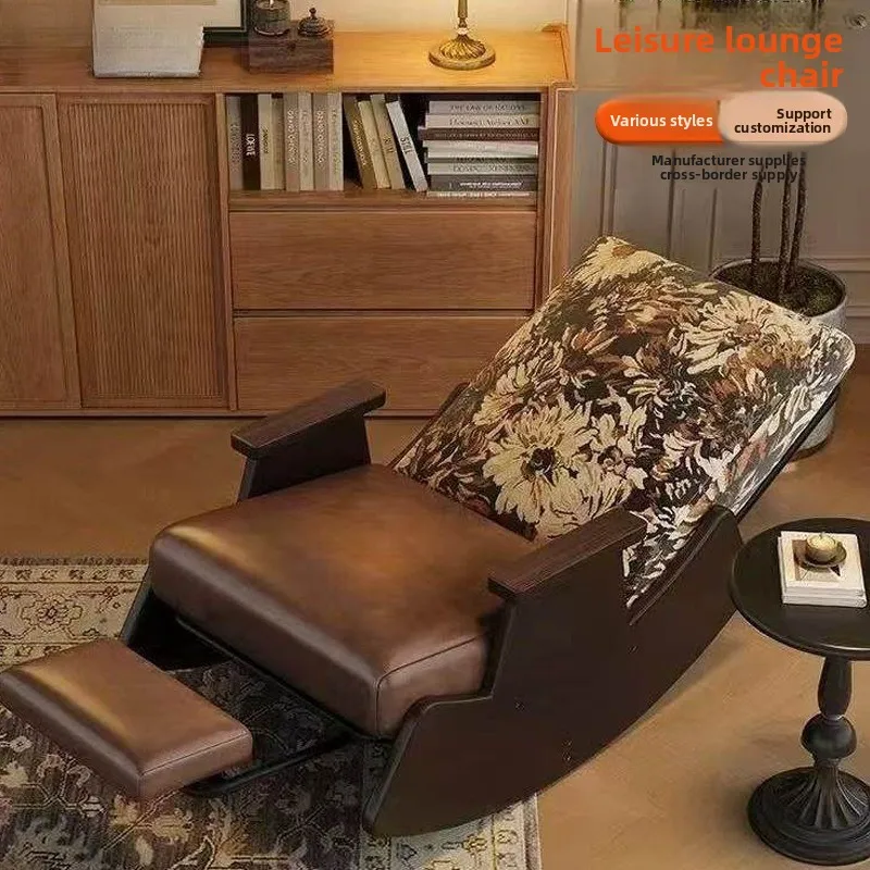 Rocking chair retro recliner, balcony single sofa chair home living room leisure chair, sleepable recliner new