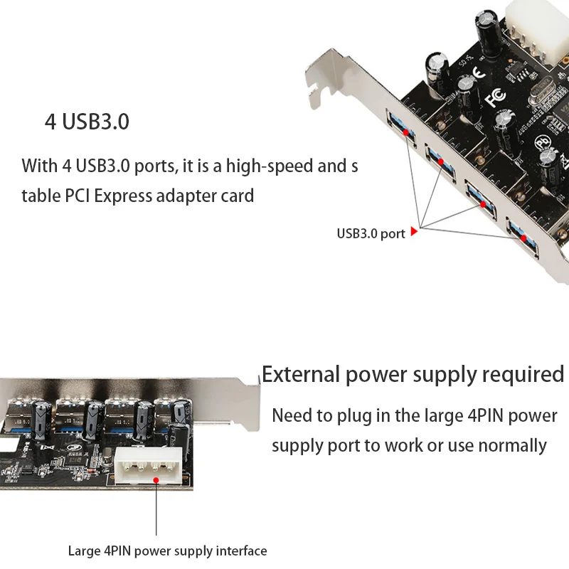 Expansion Adapter PCI-E To USB3.0 Card Extender PCIe Converter game PCI-E Riser Card Adapter USB 3.0 expansion card USB HUB