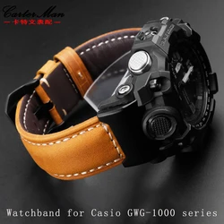 Genuine leather bracelet for Casio G-SHOCK Big Mud King series GWG-1000/GB modified retro frosted cowhide watch strap wristband