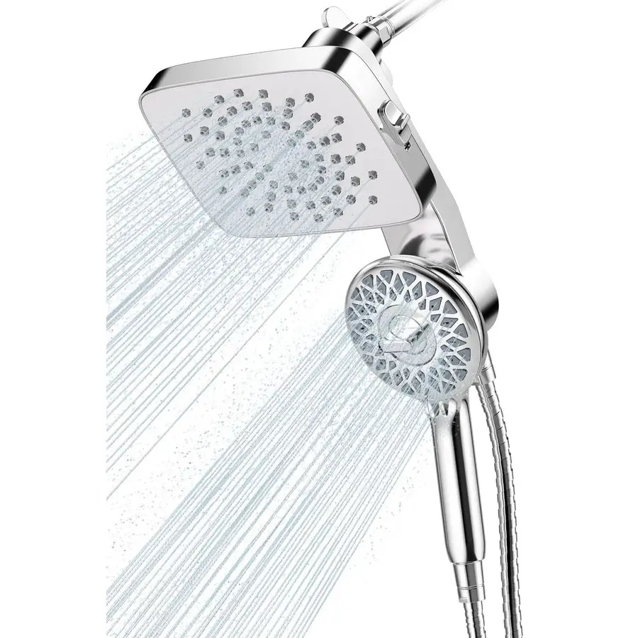 

High Pressure Rain Shower Head with Handheld Combo 2 Modes Fixed 5 Modes Handheld Spray, Detachable Design, Builtin Magnetic Doc