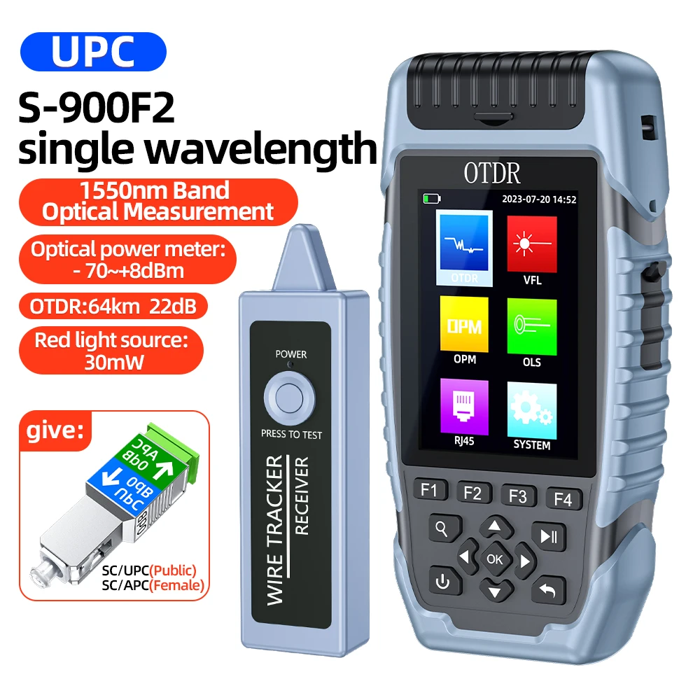 

SAIVXIAN S900F2 OTDR Optical Time Domain Reflectometer Fiber Optic Testing Touch Screen with Line Finder for Network Engineering