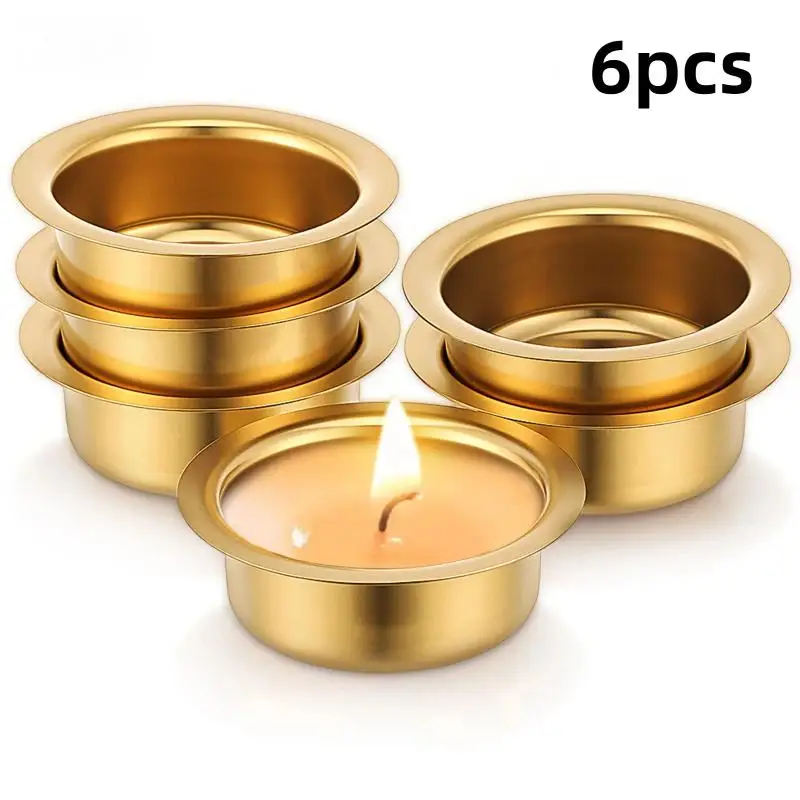 6Pcs Stainless Steel Tealight Candle Holder Empty Scented Candle Cups Candlestick Wax Cups Table Centerpiece Decorations