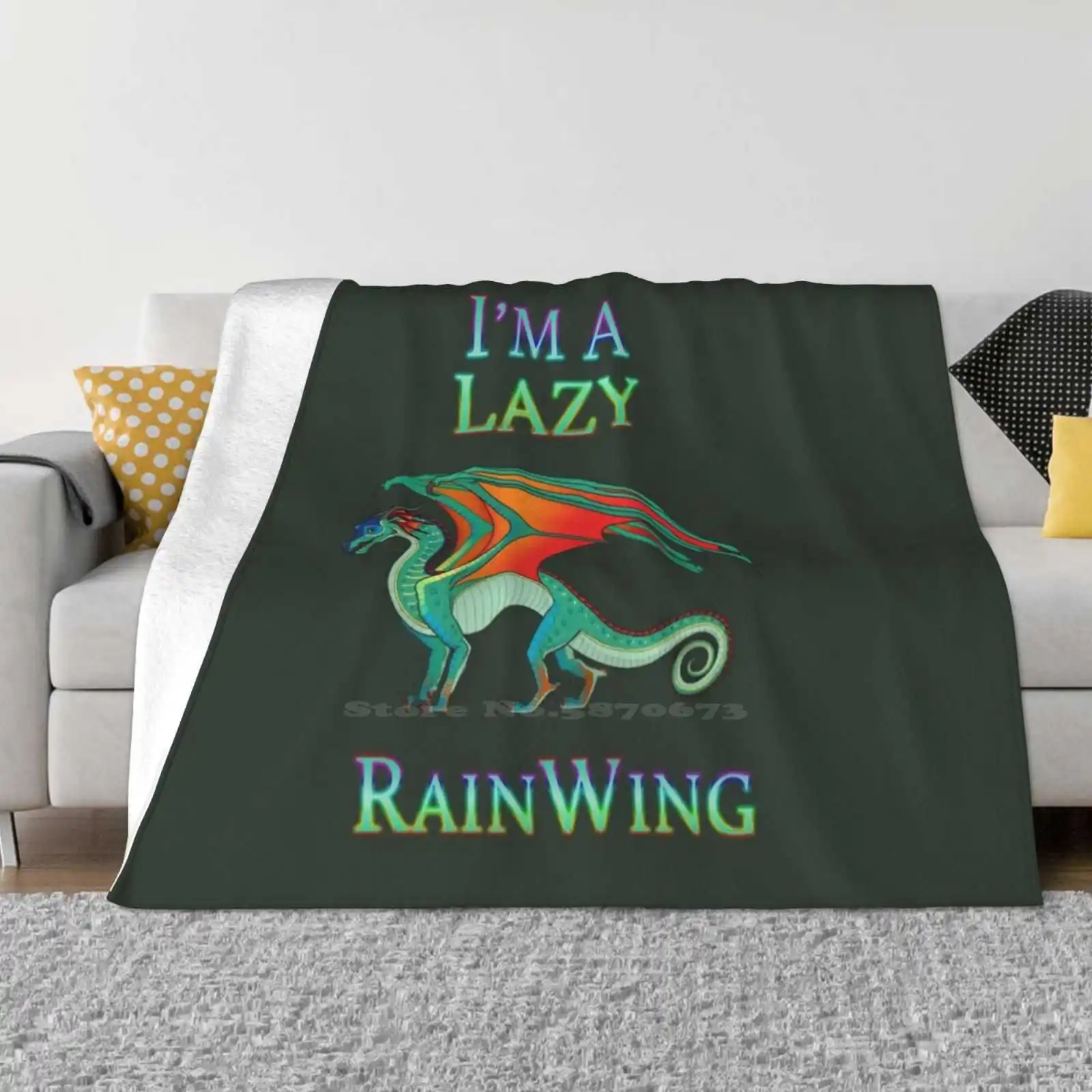 I'M A Lazy Rainwing Blanket Soft Warm Travel Portable Blanket Wings Of Fire Wof Rainbow Forest Dragon Chameleon Tui Sutherland