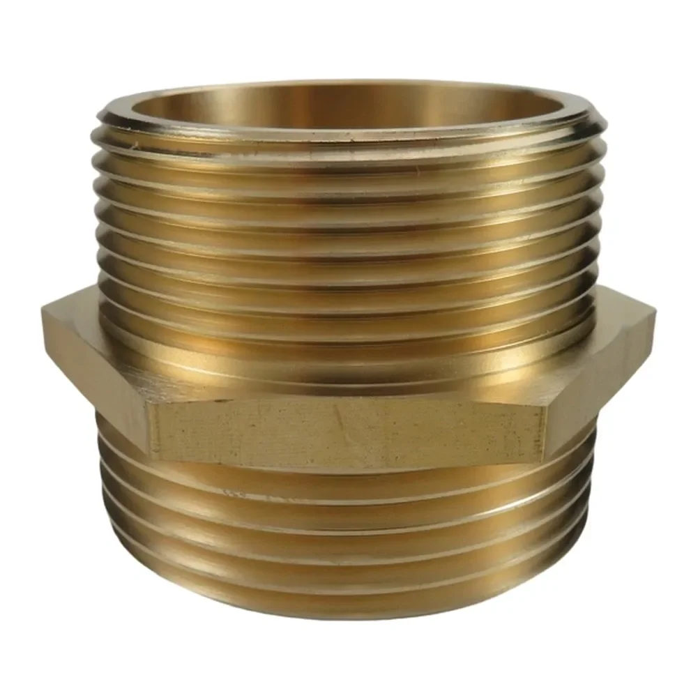 Brass Fire Hose Adapter 112 Inch NPT Male to 112 Inch NST NH Male Hex Nipple for Fire Hose Coupling and Valve Fittings