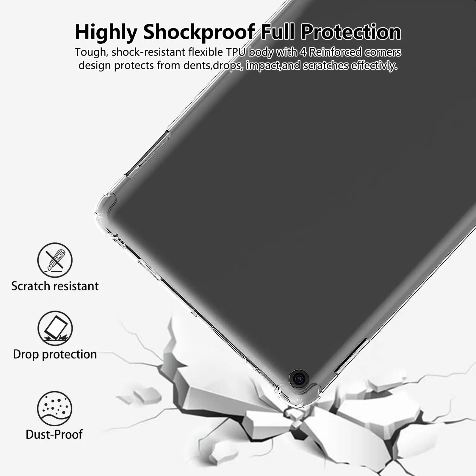 Capa transparente para Amazon Kindle Fire HD 8 / 8 Plus (versão de 12a geração 2022) Capa de TPU macia e leve à prova de choque de 8 polegadas