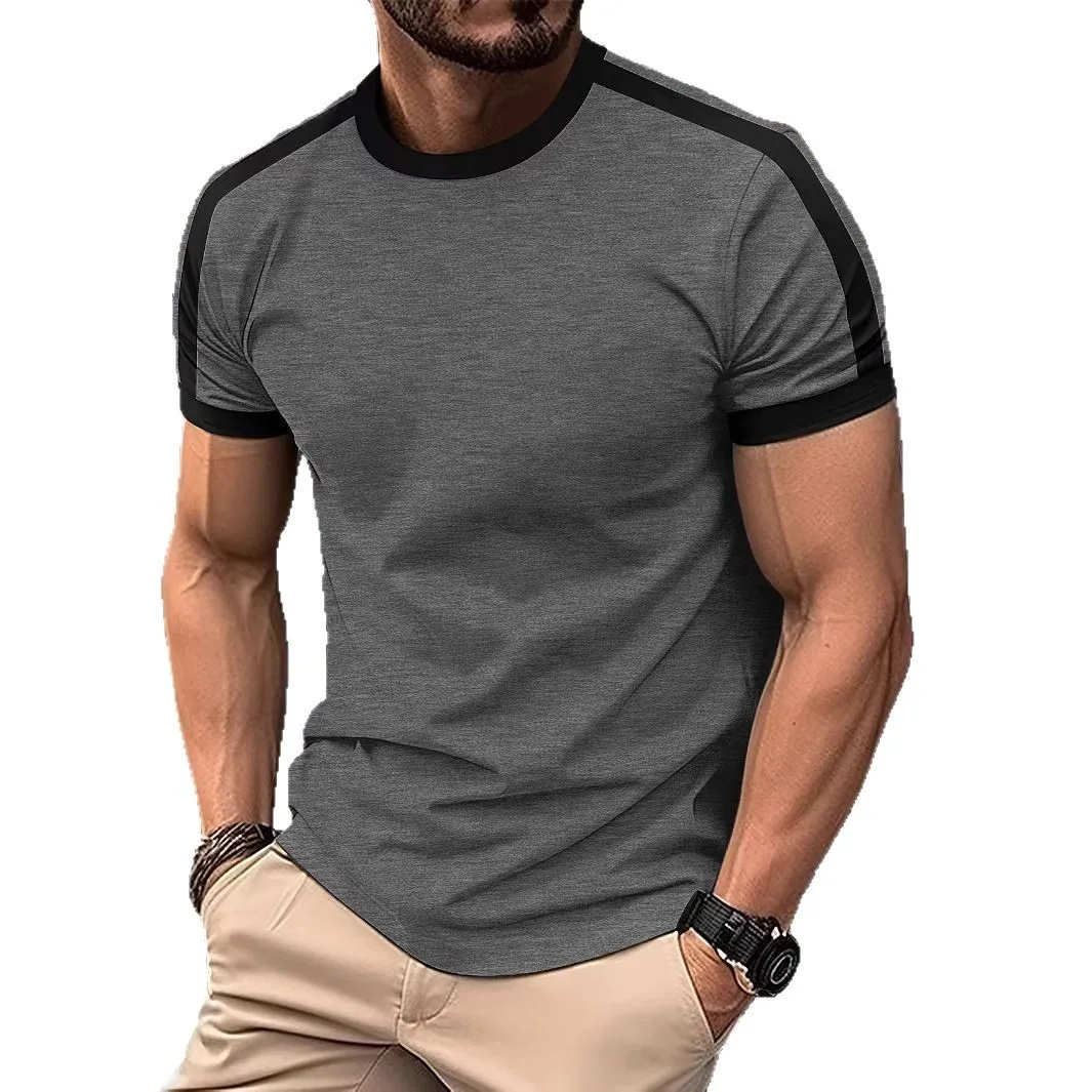 Im Sommer 2025 wurde das neue lässige Kurzarm-Sport- und Fitness-Kontrastfarben-Herren-T-Shirt in europäischer Größe spielen