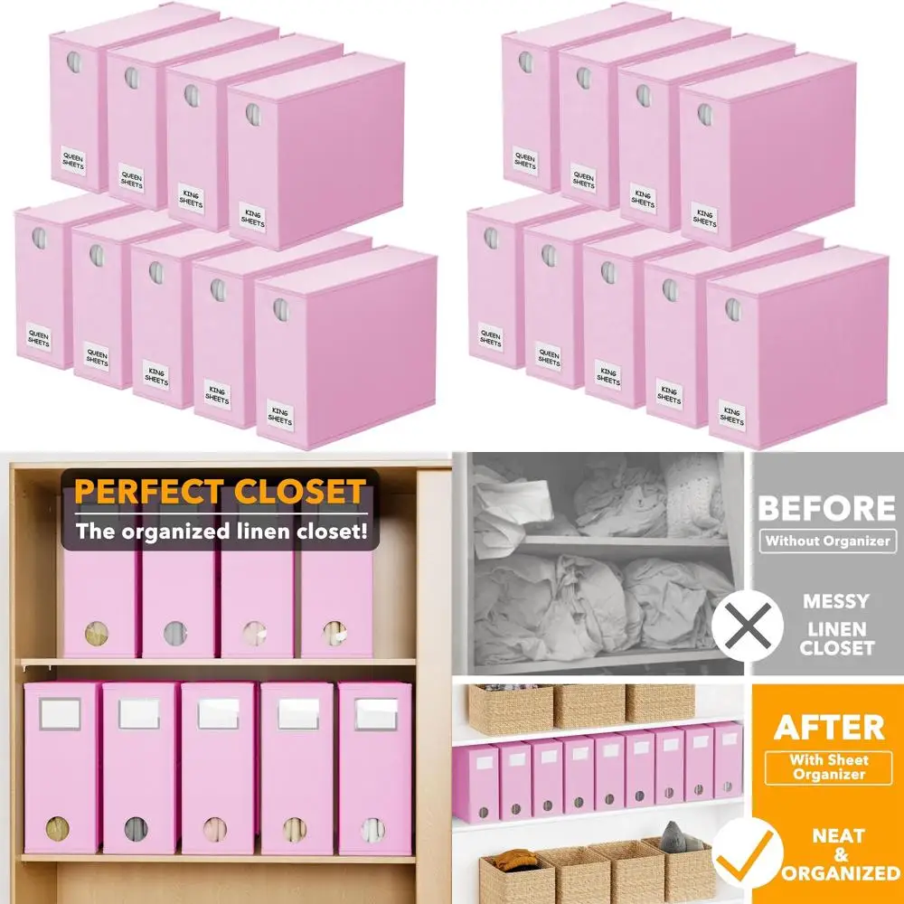 

Складные простыни-органайзеры с окном для хранения белья, набор из 9 штук для постельного белья Queen & King (розовый)