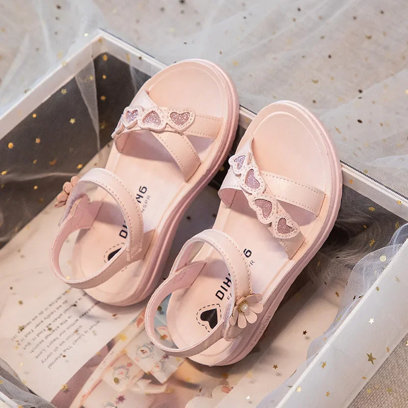 Filles sandales enfants chaussures été fleur sandales mode petites filles semelle souple bébé fille Robe et pantoufles taille populaire 26-37