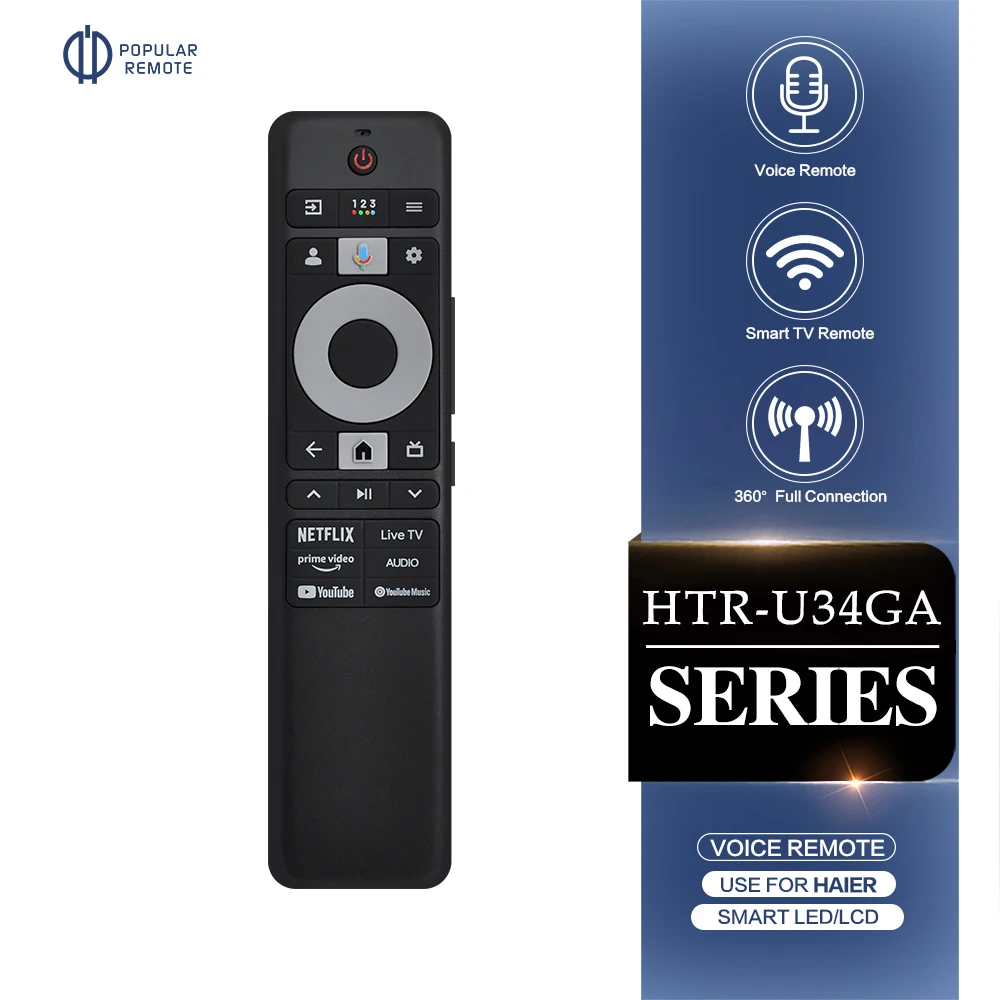 New HTR-U34GA Voice Remote Control Replacement For Haier Smart TV with Netflix/YouTube/Prime Video Buttons