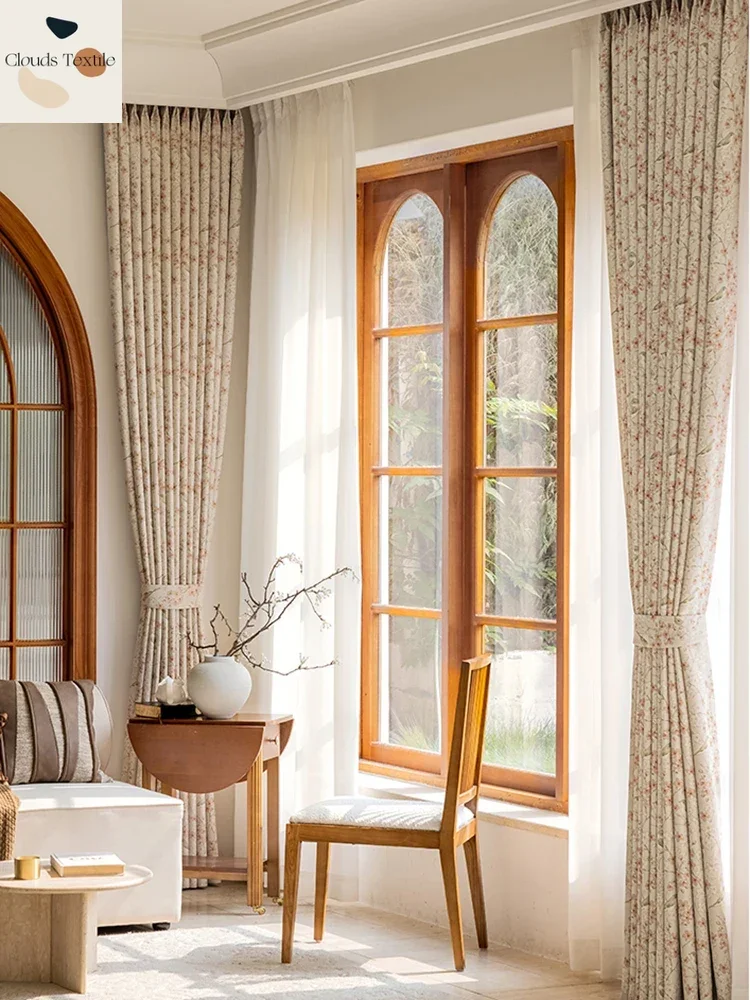 American Pastoral Art Thickened Chenille High Quality Customized Shading Fashion Curtains for Living Dining Room Bedroom Decor