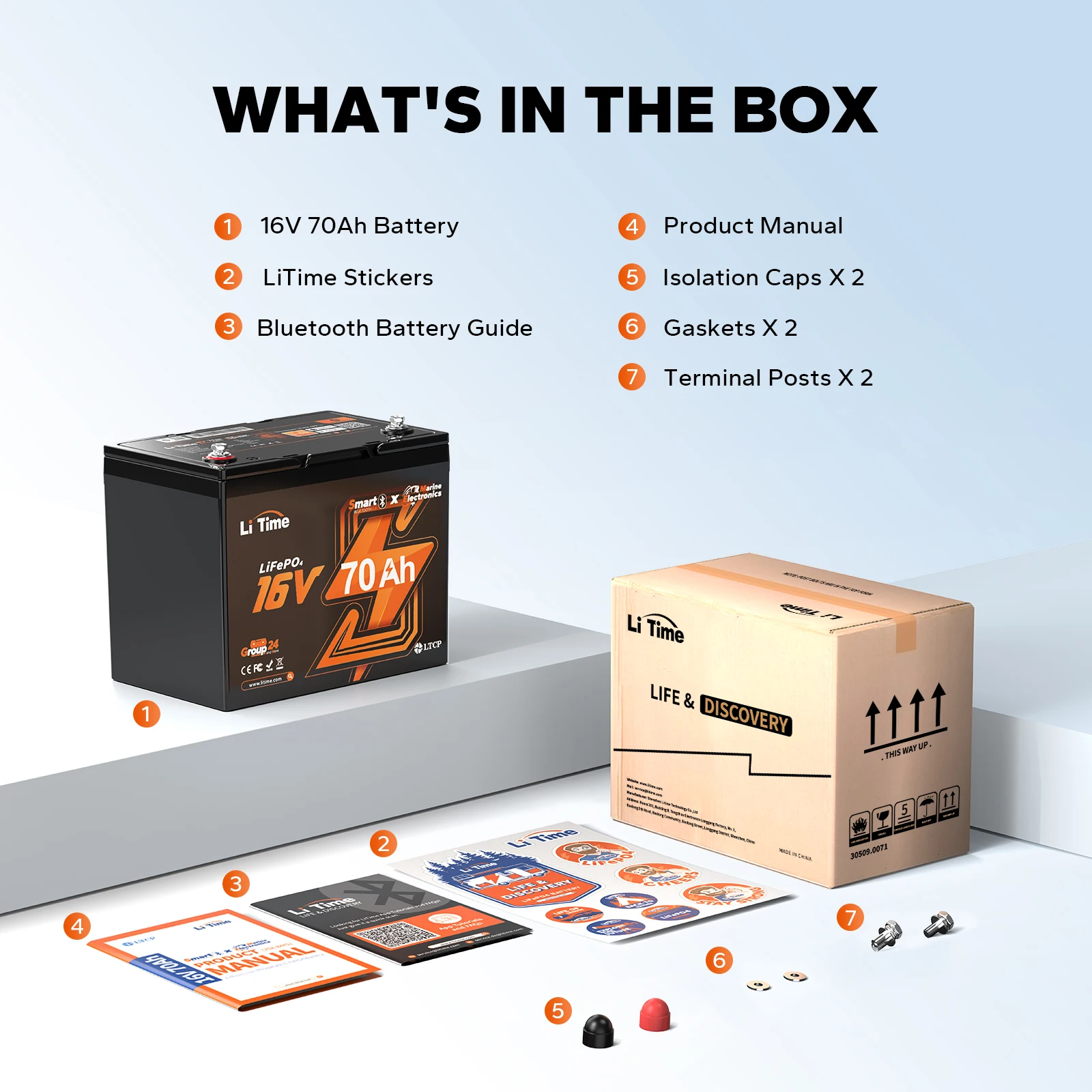 LiTime 16 فولت 70 أمبير بلوتوث LiFePO4 بطارية ليثيوم حزمة دورة عميقة لصياد السمك إلكترونيات الصيد الولايات المتحدة الاتحاد الأوروبي الاتحاد الأفريقي JP CA الأسهم #6