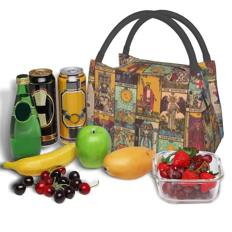 Custom The Major Arcana Of Tarot Vintage Patchwork Lunch Bags Women Thermal Cooler Insulated Lunch Box for Picnic Camping Travel