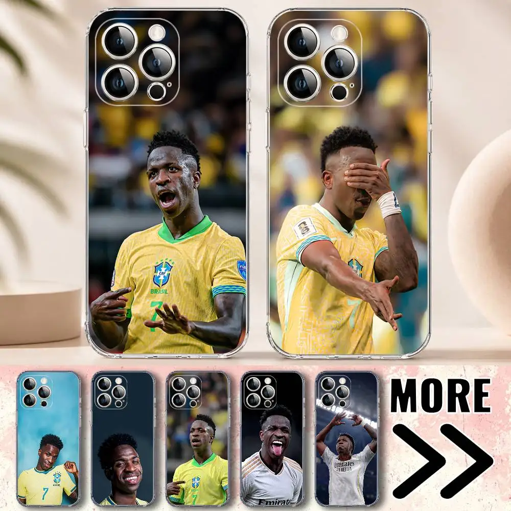 

Brasil V-Vi-ni Jr Brazil Football Phone Case for iPhone 17 16 16E Pro Plus Air 15 14 Max Mini 12 11 Transparent Protector