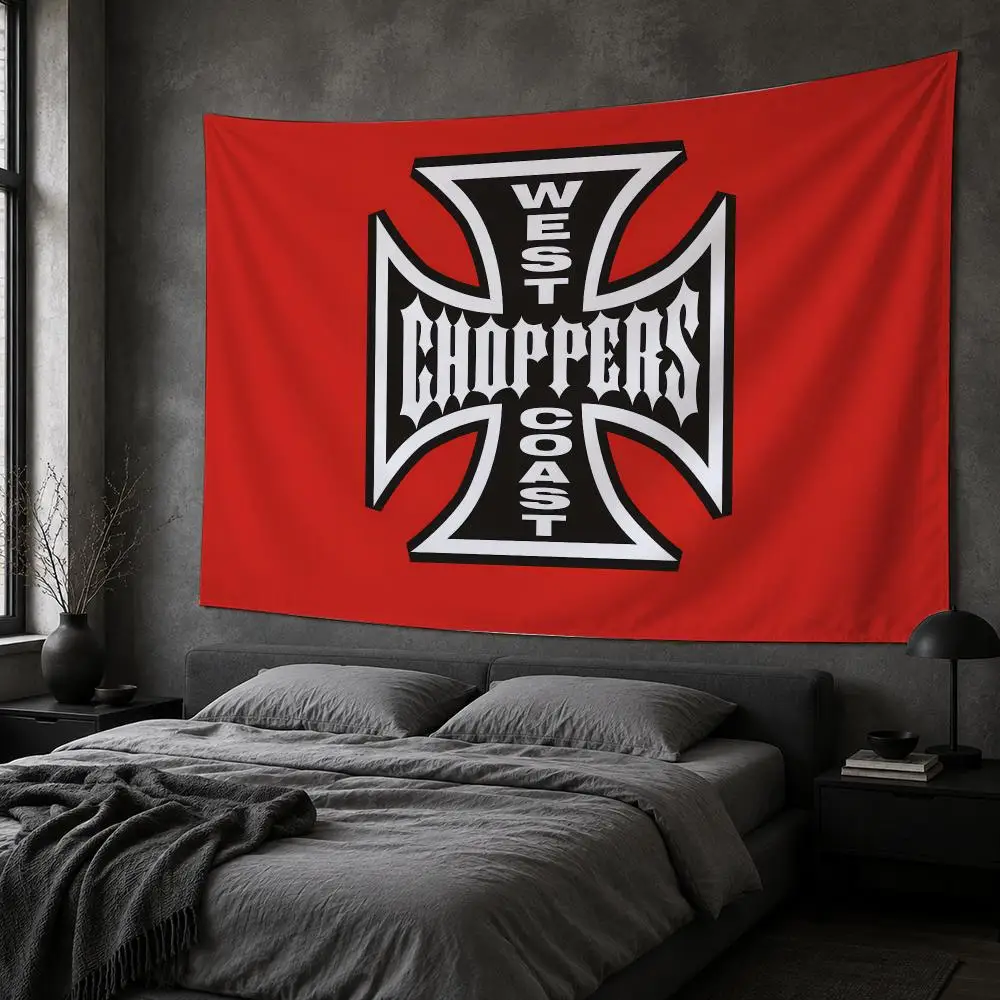 W-West Coast Choppers LOGO Tapestry Bedroom Living Room Bar Party House Home Dorm Interior Wall Decor Background Banner
