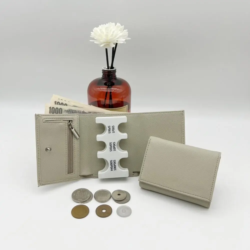 Portable Tri-fold Coin Purse with Buckle Anti Loss Men's Small Wallet Large Capacity Multi-functional 2-In-1 Coin Clip Organizer