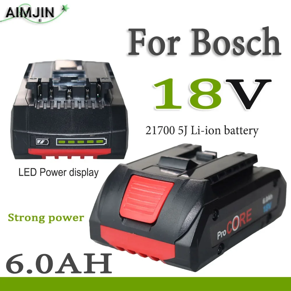 

21700 For Bosch 18V 6.0Ah 5J Li-ion Battery，Compatible BAT609 BAT618 GBA Electric Tools Replacement