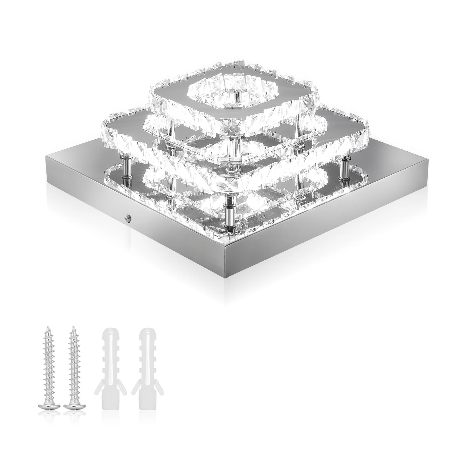 Kristallen LED-plafondlamp, moderne Kristallen lamp K9 Stainless Steel 36W Ceiling Lampen for Kitchen, Schlafzimmer, Diameter 30 cm - afbeelding 2