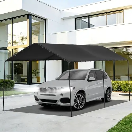 10 x 20 FT Carport Heavy Duty, Portable Garage Canopy Outdoor, Galvanized Car Canopy for Car Garage Shelter Tent Party