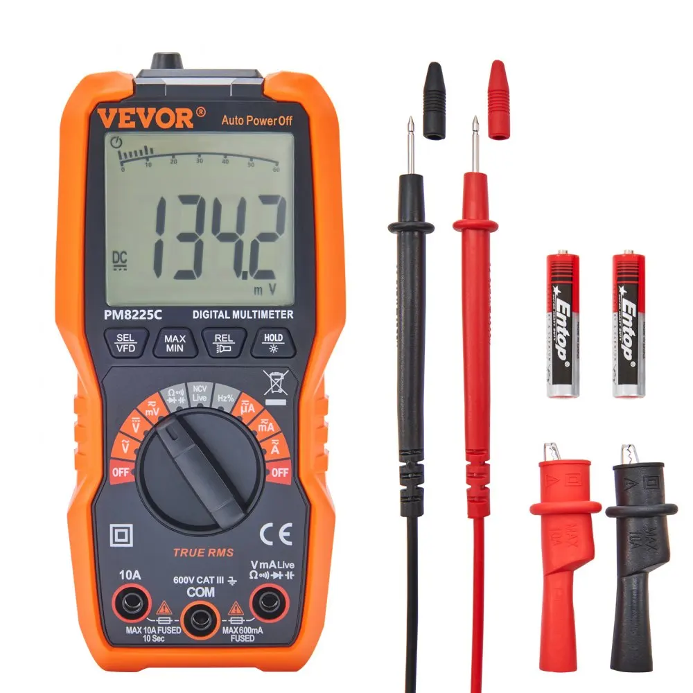 vevor multimetro digital tester com sondas de teste de tensao ncv ohm volt amp voltimetro 01