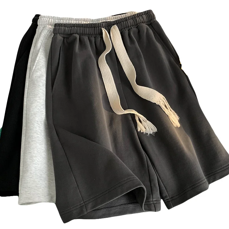 

Summer Cotton Blend Five-Quarter Casual Versatile Youthful Trendy Loose Fit Teenager Applicable Thiened Color Pants