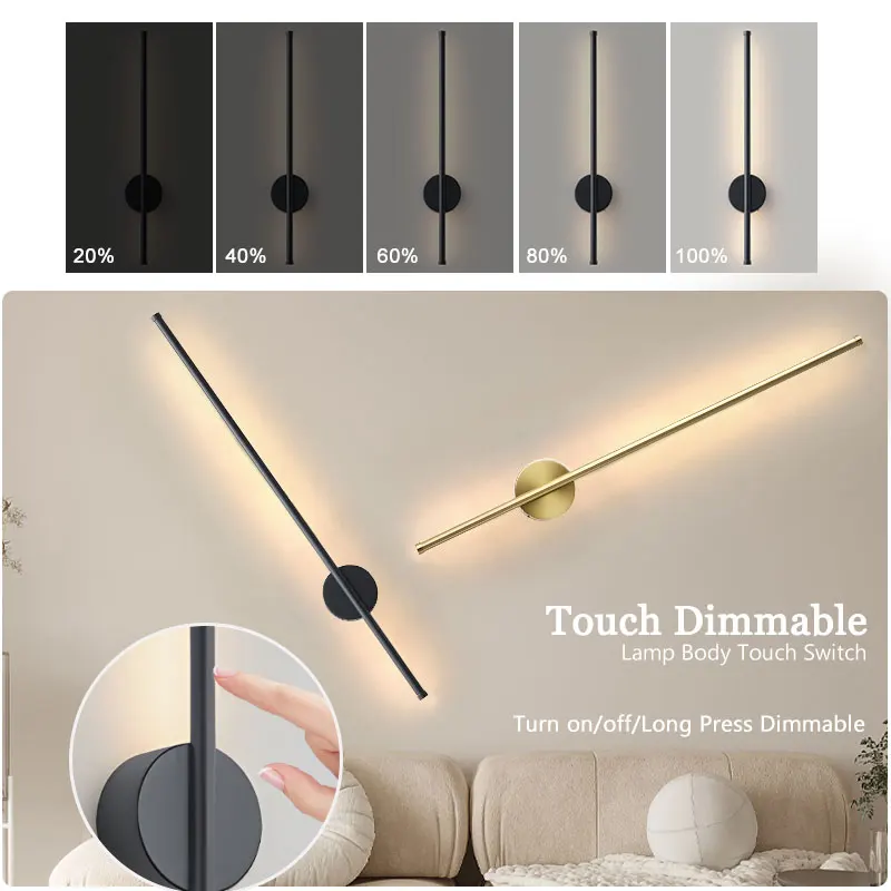 

Корпус внутренней лампы, сенсорный выключатель, светодиодные настенные светильники с регулируемой яркостью, настенное бра для коридора, столовой, яркости, настенные светильники с затемнением