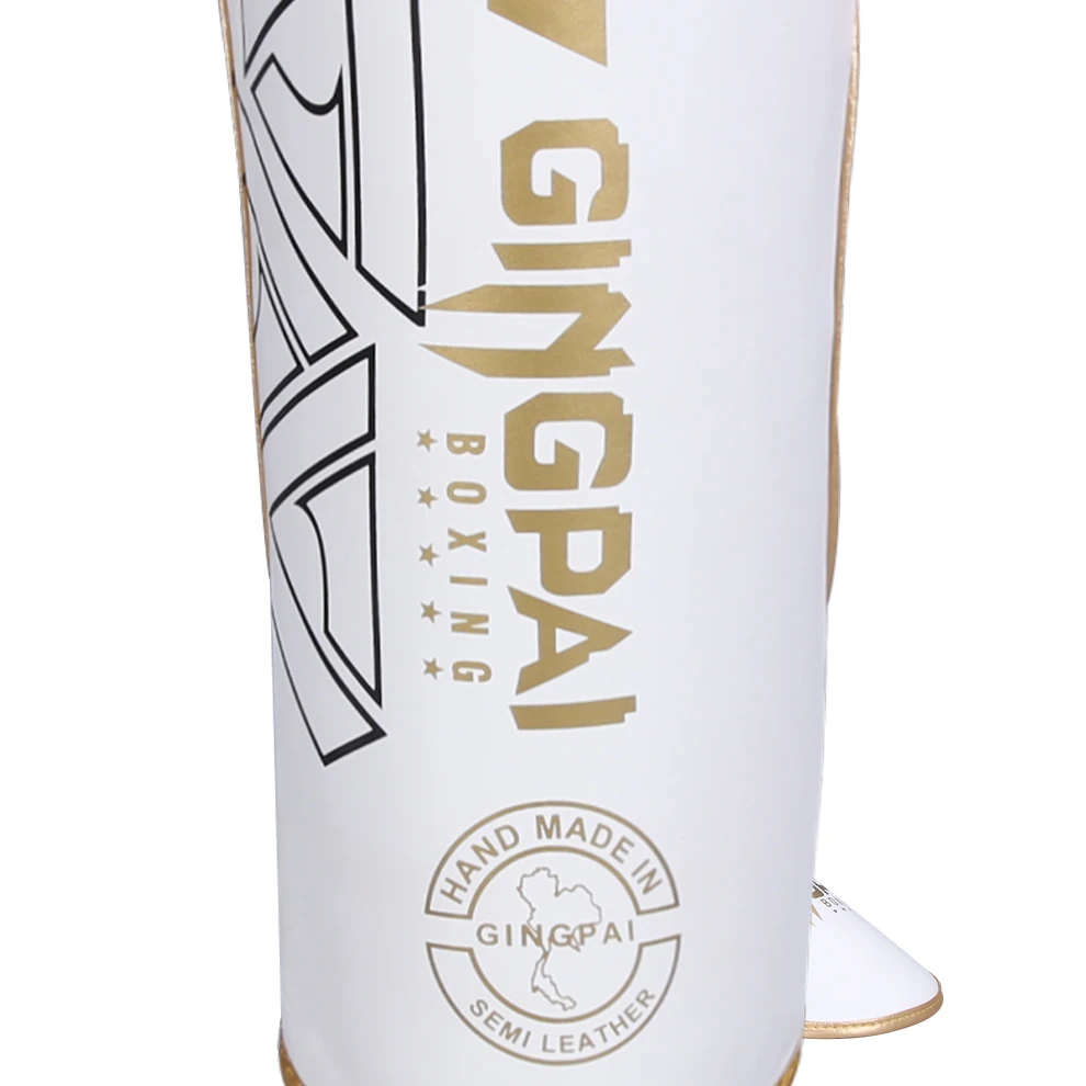 Gingpai 1 Pair HQ PU Leather Boxing Shin Guards Ankle Protector MMA Muay Thai Training Leg Warmers Light Kicking Shin Pads