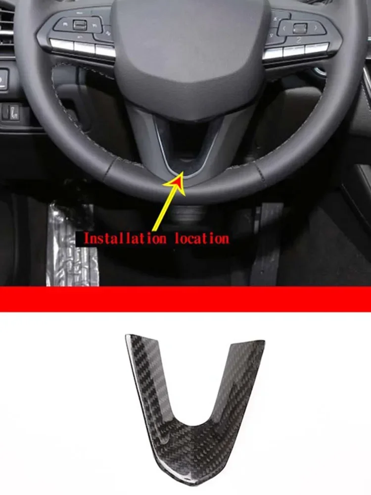 For Cadillac CT5 real carbon fiber car steering wheel U-shaped frame decorative cover sticker interior decoration accessories