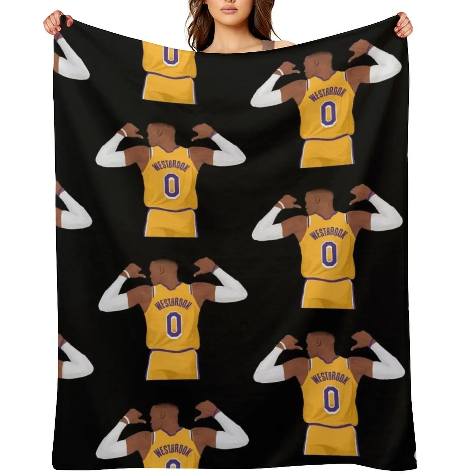 

Russell Westbrook 0 Throw Blanket Plaid on the sofa Personalized Gift Polar Sofa Blankets