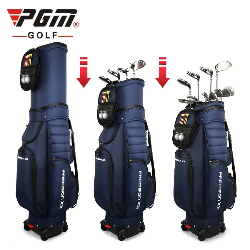 PGM Waterproof Golf Stand Bag Women Multifunctional Universal 4 Wheels 6 Color Telescopic Men Golf Travel Bag with Rain Cover