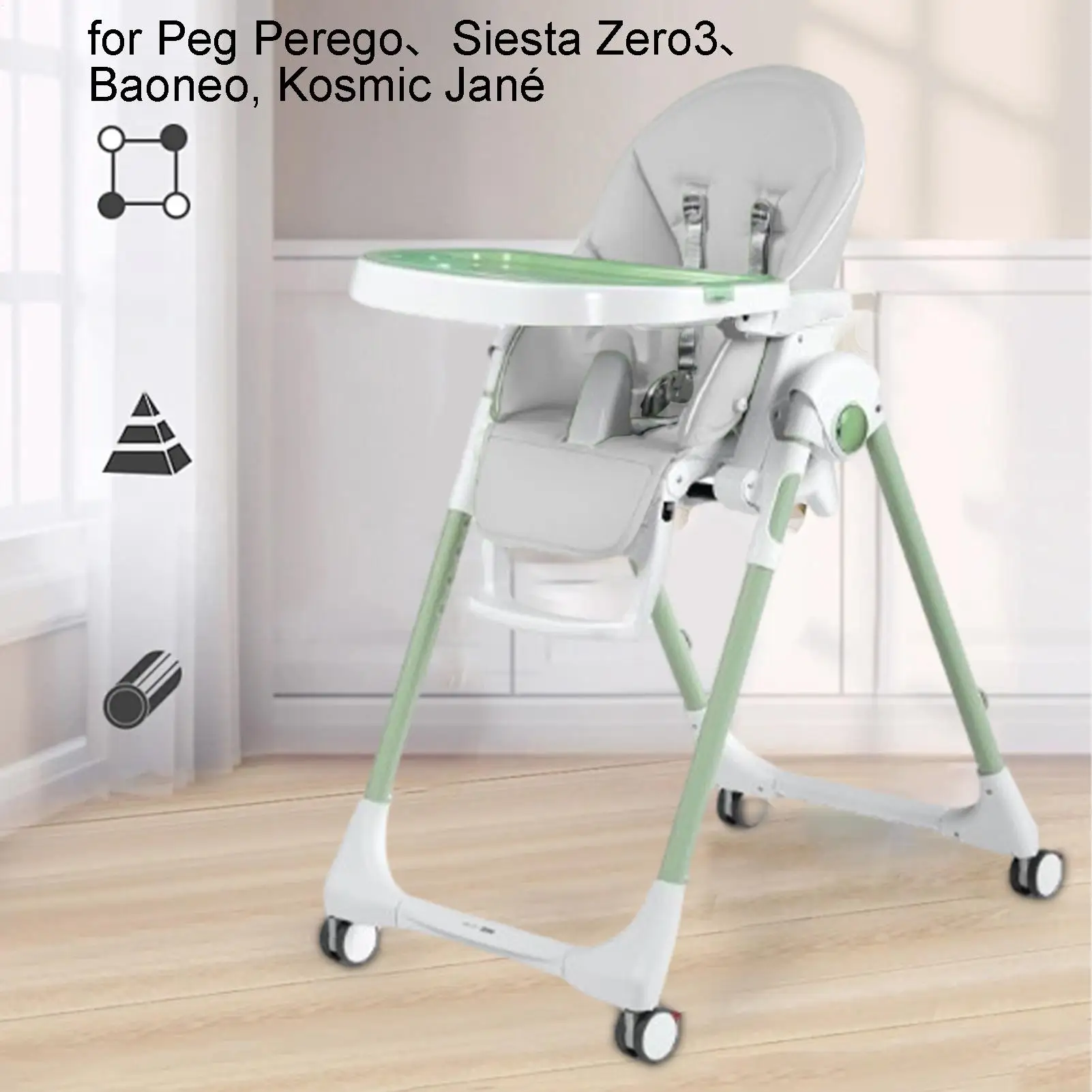 Baby Dining Chair Leather Cover PU Composite Sponge Cushion Baby Stroller Leather Cushion Chair Seat Case Accessories for Infant