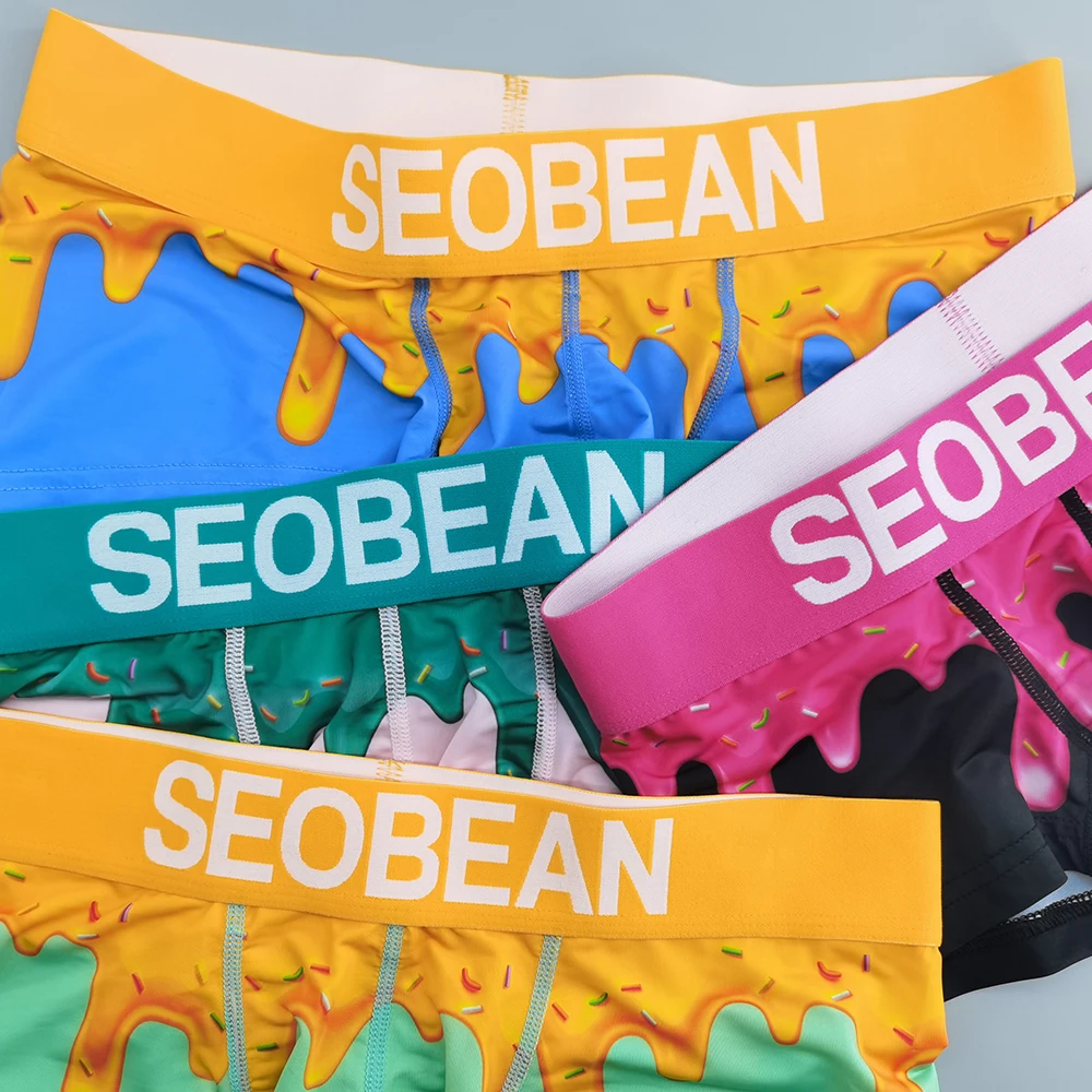ملابس داخلية قصيرة للرجال من SEOBEAN 2025، سراويل بوكسر مريحة من البوليستر للرجال