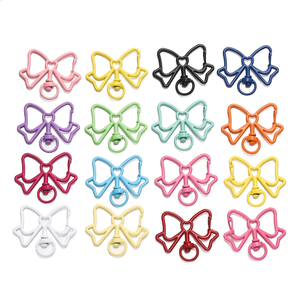 

5pcs 33x39mm Bowknot Shape Colorful Spring Lobster Clasps Metal Mix Keychain Clasp Hook For DIY Keyring Bag Doll Pendant Jewelry