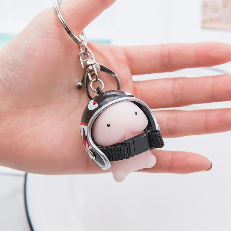 Car Keychain Cute Cartoon Helmet Keychain Beautiful Gift Key Rings Cute Car Mobile Phone Key Ring Pendant for Ladies Girl