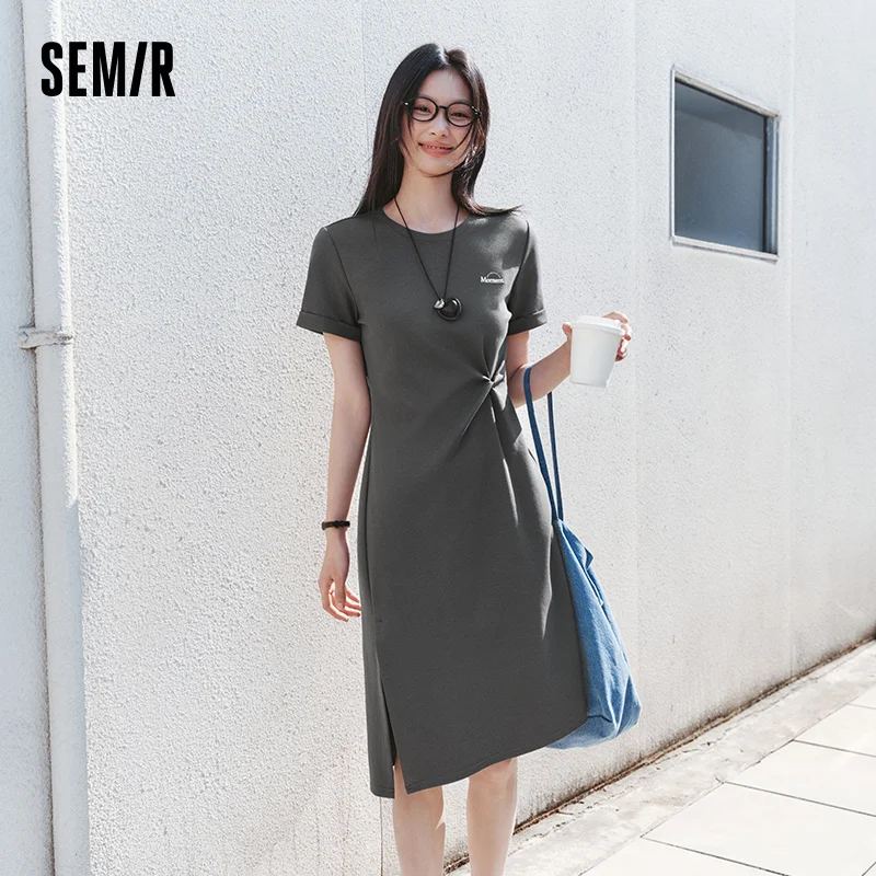 

Semir Dress Women Twist Knot Slimming 2025 New Summer Style Split T-shirt Dress Simple