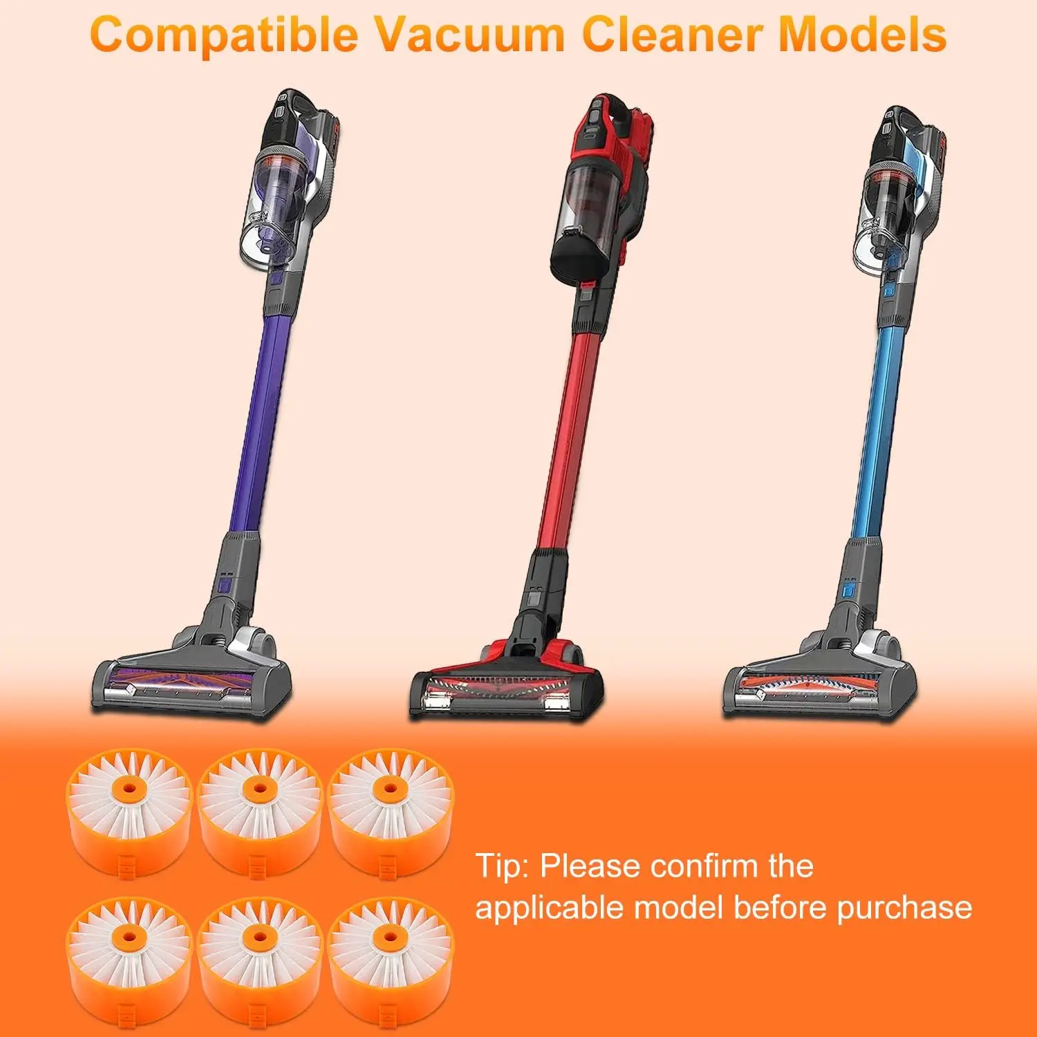 Filtro BSV2020 compatibile per Black + Decker BSV2020G e BSV2020P Powerseries Extreme Cordless Stick Vacuum, confezione da 6