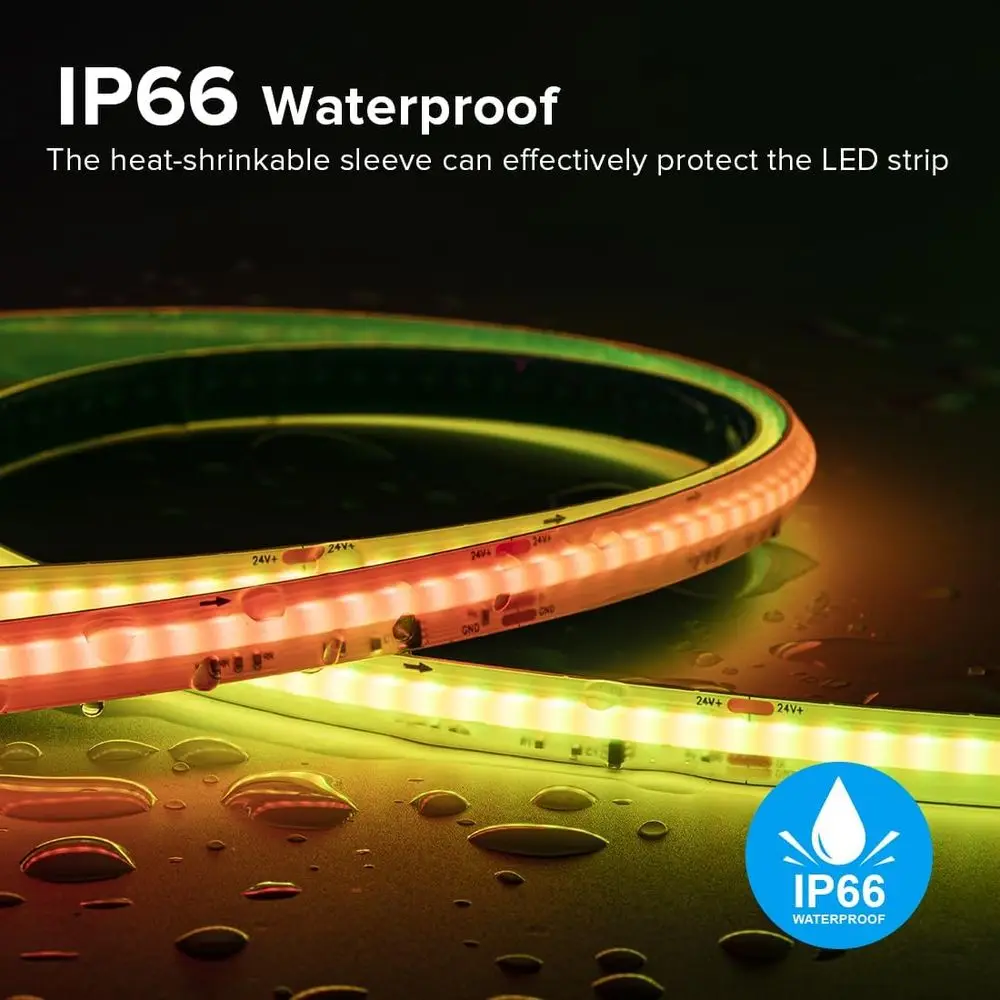 Tira de LED RGBW 3000K 24FT, 784 LED/m, DC24V, luz RGBW flexible para decoración interior (sin adaptador/controlador)