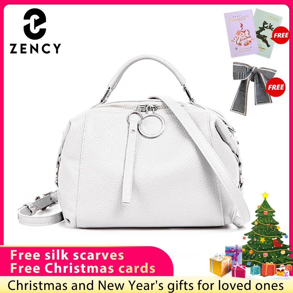 

Zency Elegant Genuine Leather Handbag Women Shoulder Bag Large Capacity Simple Medium Tote Bag Crossbody Bag With Two Straps