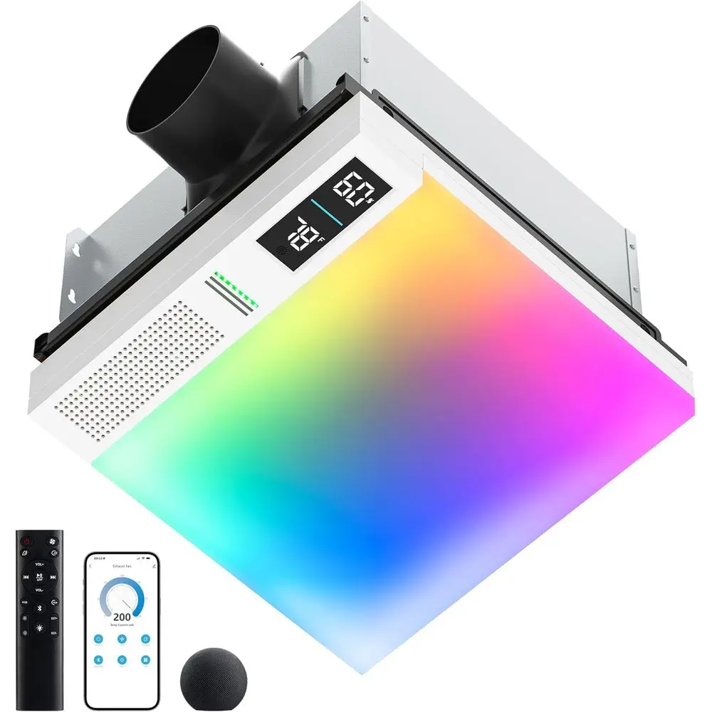 

Bathroom Exhaust Fan with Bluetooth Speaker and Light & Humidity Sensor, Powerful 230CFM Exhaust Fan with Alexa/App/Remote Contr