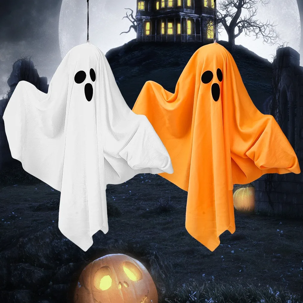 Halloween LED Glow Ghost Lights polyester button battery Night Light home party Haunted House Horror Hanging Decoration Supplies