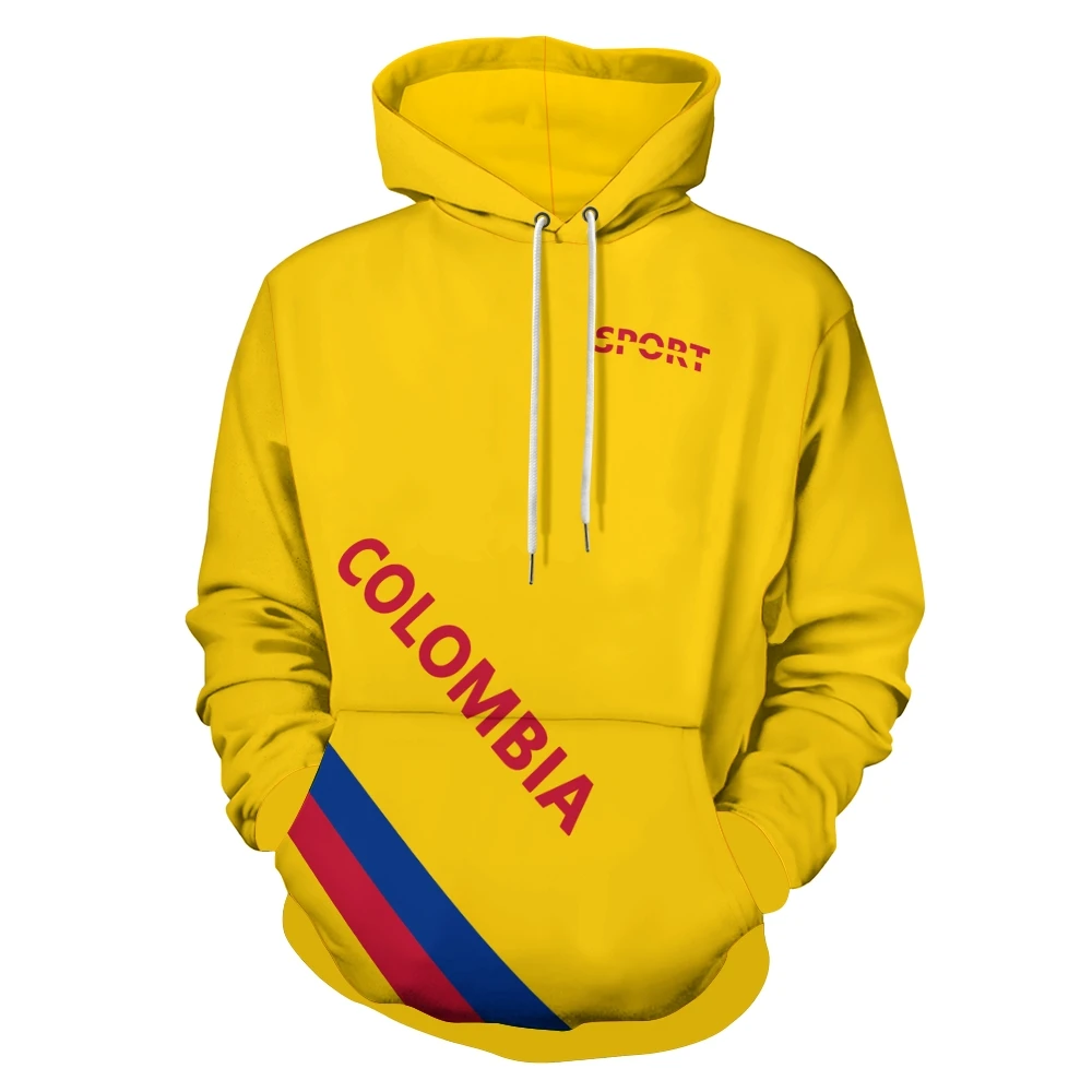 COLOMBIA Men's Hoodie Flag Football Sportswear Soccer Sweatshirt Casual Long Sleeve Pullover Fashion National Team Fan Gear