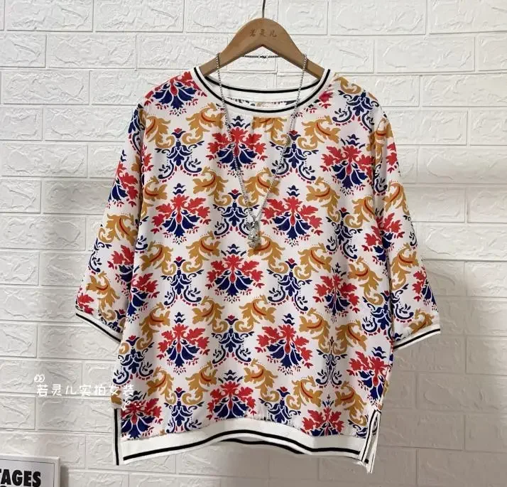 Summer Women Print Blouses Blusas Rojas Mujer Half Sleeve Shirt Women Size Top Mujer