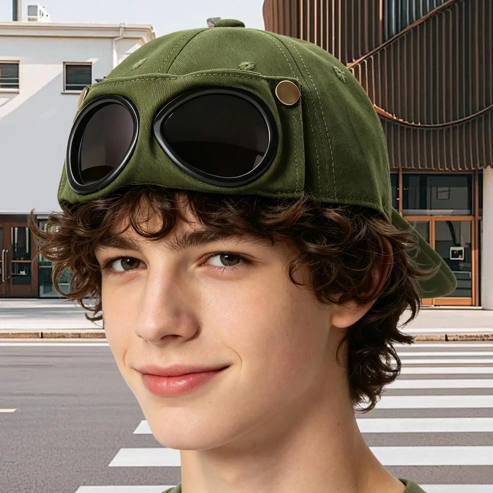 Pilot Goggles Baseball Caps Fashion Aviator Hat Female Unisex Sunglasses Male Caps Baseballcap Boys Caps for Beach Camping