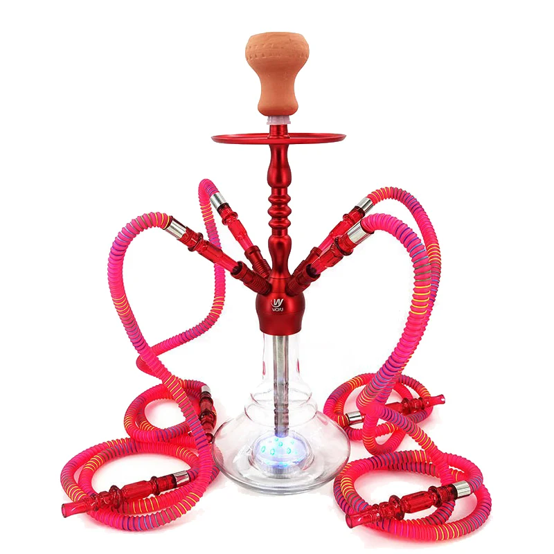 

LED light,Black Blue Red,21.6in\55cm Medium Premium,Four Hose 4,Bar Shisha Full Set Luxury Smoking Pipe Hookah,Glass Vase
