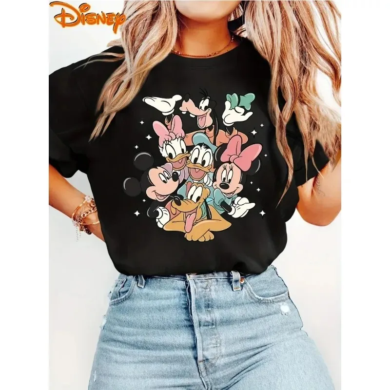 

Disney T-shirt with Mickey and Friends Design Including Minnie Donald Duck Daisy Goofy and Pluto Men's Women's Crew Neck T-shirt