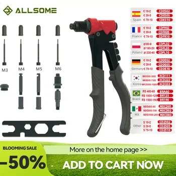 ALLSOME 3 in 1 rivet nut gun single manual labor-saving manual core pulling gun rivet pulling gun rivet gun