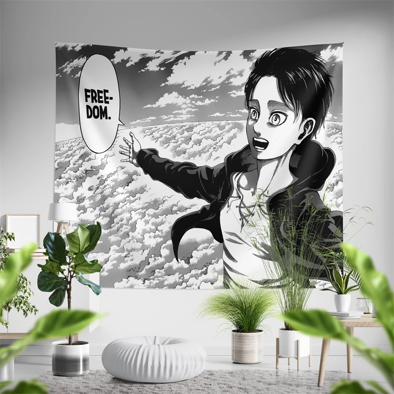 Aertemisi Eren Jaeger Freedom Panel Tapestry Wall Hanging Art for Bedroom Living Room College Dorm Party Backdrop Home Room